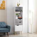 Mobile 3 Cassetti e 2 Ripiani 50x39x169,5 cm in Truciolato e Legno di Pino Grigio Bianco