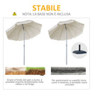 Ombrellone da Giardino Ø2,2 m Palo Ø28 mm in Metallo Tettuccio Inclinabile Bianco Crema
