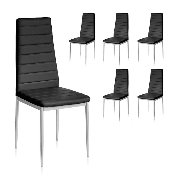 acquista Set mit 6 schwarzen Indoor-Stühlen 41 x 41 x 96 cm aus Kunstleder