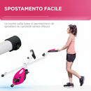 Cyclette Pieghevole Magnetica a 8 Livelli 97x43x110 cm con Display LCD Rotelle e Sellino Regolabile in Acciaio Rosa e Bianco      