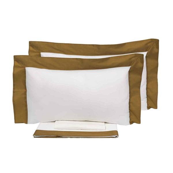 sconto Set aus Oberlaken und Kissenbezügen in Satin Garrini Eveline Elfenbein/Ocker, verschiedene Größen