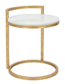 Tavolinetto Round Marble 40x43x50 cm in Ferro e Marmo Oro e Bianco