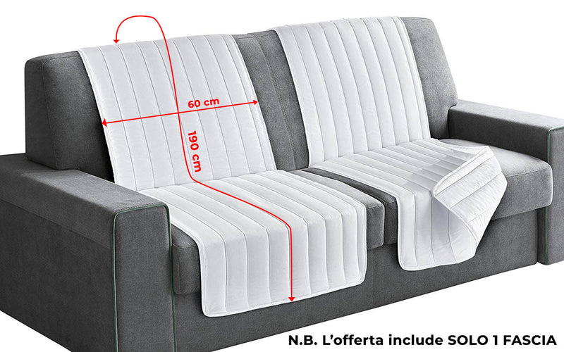 Copridivano a Fascia Doubleface Trapuntato 60x190cm Grigio Chiaro/Grigio Scuro