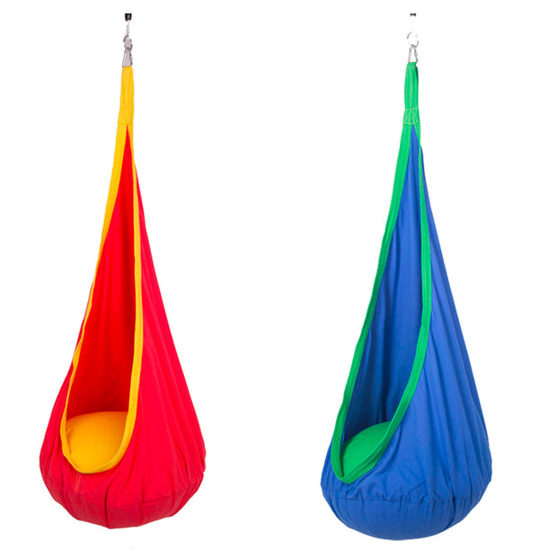 Altalena Amaca Nido da Soffitto Ø70x150 cm con Cuscino in Cotone Blu o Rosso prezzo