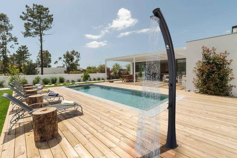 Doccia Solare da Giardino 22L Miscelatore e Lavapiedi Sined Sole Nera