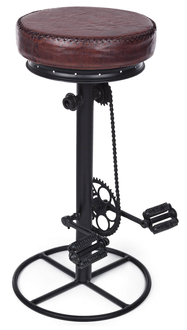 Barhocker H80 cm aus Stahl Sitz aus echtem Cycle Black Leder sconto