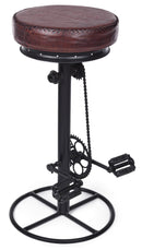 Sgabello da Bar H80 cm in Acciaio Seduta in Vera Pelle Cycle Nero