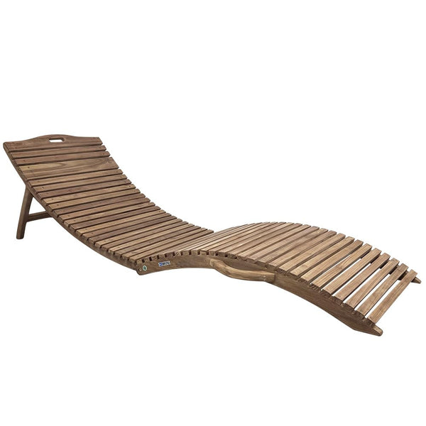 Lettino Prendisole Ondulato Paraiso 190x62x49 cm a Doghe in Legno Teak acquista