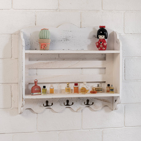 sconto Schlüsselbrett aus Holz 50x10x44 Bretagne Weiß