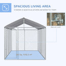 Recinto per Animali Domestici con Tetto 400x230x232 cm in Acciaio e Tessuto Oxfod Argento