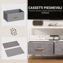 Mobile Porta TV da 47" 98x29x56 cm con Cassetti Pieghevoli in Tessuto e Mensola in Metallo e MDF Bianco      