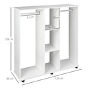 Armadio Guardaroba Aperto 120x40x128 cm 2 Aste e 3 Ripiani in Legno Ingegnerizzato Bianco  