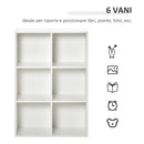 Libreria a Cubi 65,5x30x97,5 cm 6 Vani a Giorno Rivestimento in Melamina Bianco  