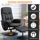 Poltrona Massaggiante con Pouf Poggiapiedi Reclinabile a 145° con Seduta Girevole e 10 Punti Massaggio Nero      