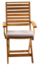 Sedia da Giardino Pieghevole in Legno Naturale con Braccioli Nanchino