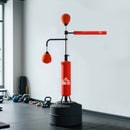 Sacco Boxe da Terra 4 in 1 con 2 Speedball Barra Girevole e Sacco Altezza Regolabile da 160-230 cm Rosso      