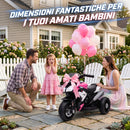 Moto Elettrica per Bambini 37-60 Mesi 86x42x52 cm con Pedale Fari Musica e Clacson 3 km/h Max 25 kg in PP e Metallo Rosa      