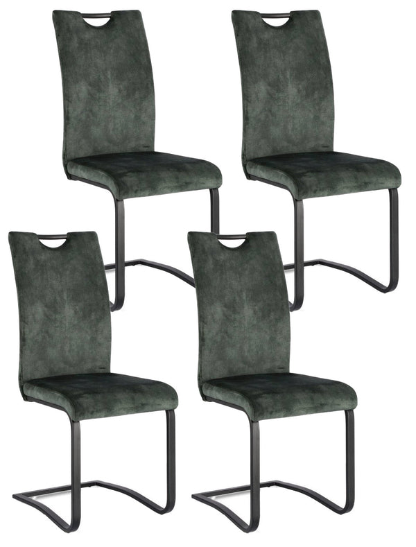 Set 4 Sedie 42x56x102h cm Kenneth Velluto Verde Scuro prezzo