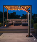 Stufa Elettrica ad infrarossi da Esterno 50x25x200 cm in Fibra di Carbonio con Luce Led Skyline Nero