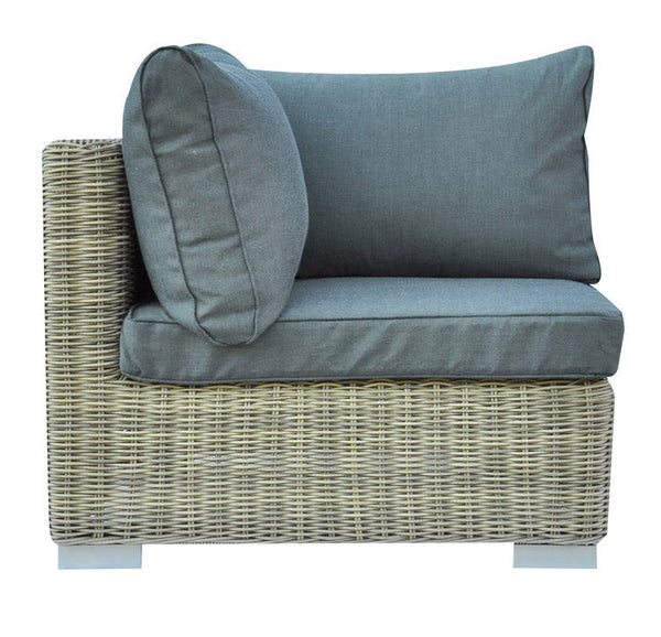 Eck-Gartensessel aus Korbgeflecht mit Vorghini Antigua Kissen sconto