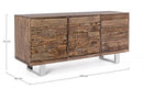 Credenza 2 Ante 3 Cassetti 160x45x75 cm in Legno Marrone