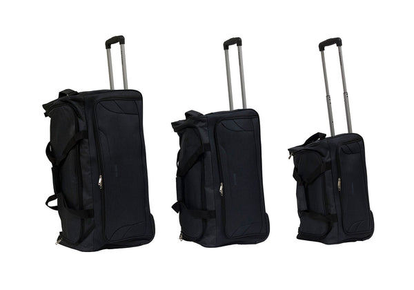 Set 3 Valigie Borsone Trolley Ultraleggero con Ruote in Poliestere Ravizzoni Bacco Nero acquista