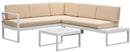 Divano Angolare da Giardino con tavolino in Alluminio Bianco e Beige