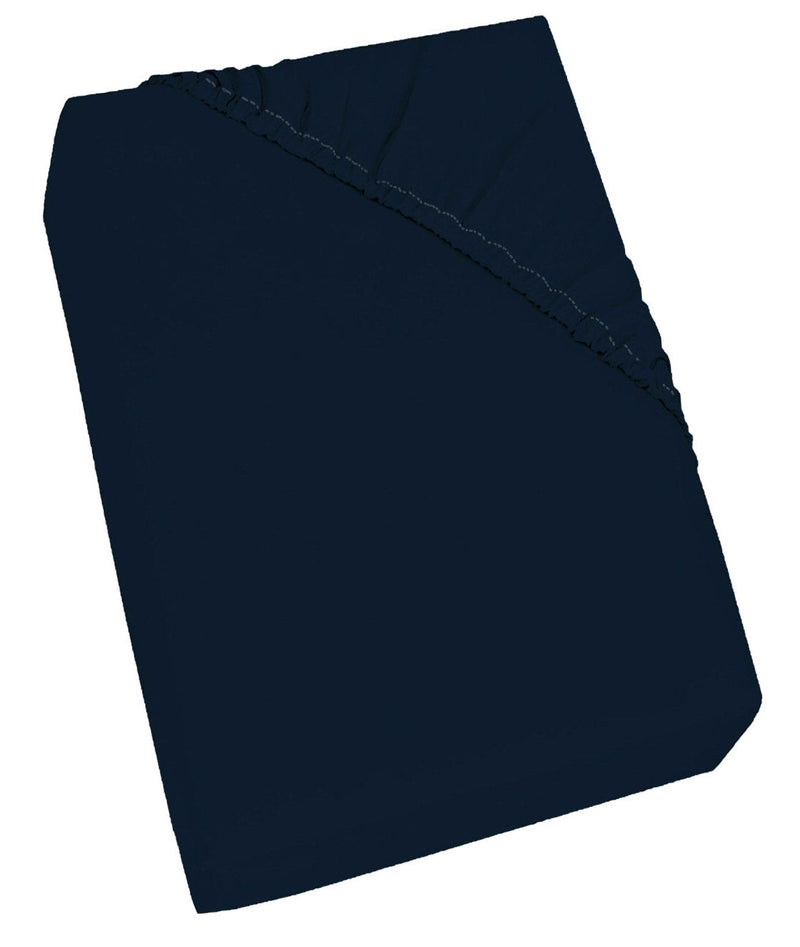Lenzuolo Sotto con Angoli ed Elastico Tinta Unita Blu Scuro