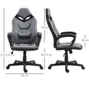 Sedia da Gaming 60x63x113-125 cm in Similpelle Grigia e Nera