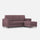 Divano 3 Posti con Pouf 208x155x85 cm Marrak in Tessuto Prugna