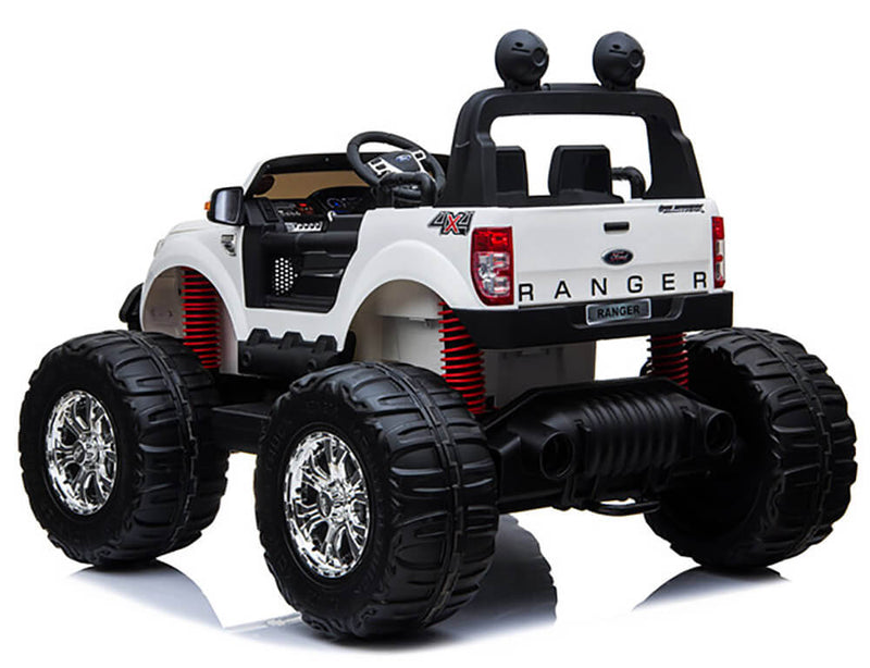 Macchina Elettrica per Bambini 2 posti Fuoristrada 24V con Licenza Ford Monster Truck 4x4 Bianca