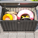 Baule da Esterno 400 L 124x66x72 cm con Serratura e 2 Chiavi in Acciaio Zincato Nero      