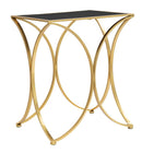 Tavolinetto Infinity 57x46x68 cm in Ferro e Specchio e MDF Oro e Nero