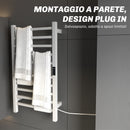 Scaldasalviette Elettrico Smart 45x11x80 cm a 10 Barre con Timer e Display LCD in Acciaio Inox Bianco  