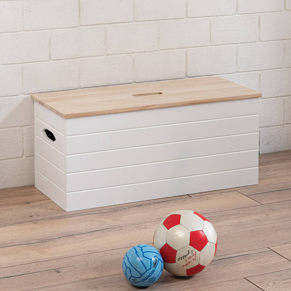 sconto Truhe aus Holz 80x35x35 cm Weißer Panda