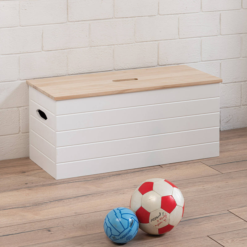 Cassapanca Baule in Legno 80x35x35 cm Panda Bianco