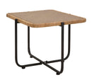 Tavolino Basso 75x55x46,5 cm in Metallo con Piano in Rattan
