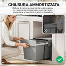 Pattumiera Estraibile Sottolavello da 31L con 3 Secchi Rimovibili e Piano Superiore in PP e ABS Grigio Chiaro      