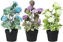 Set 3 Piante Artificiali con Fiori Colorati con Vaso in Polipropilene Nero   