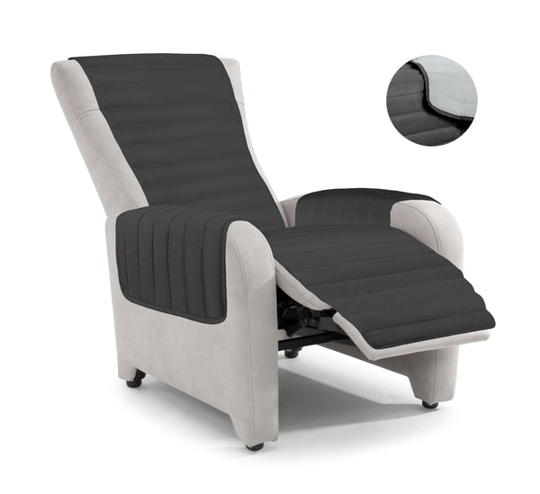 acquista Doubleface gesteppter Sesselbezug Hellgrau/Dunkelgrau