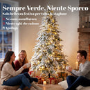Albero di Natale Innevato Ø135x210 cm con 450 Luci LED Bianco Caldo 1080 Rami Ignifughi Timer Telecomando e 8 Modalità      