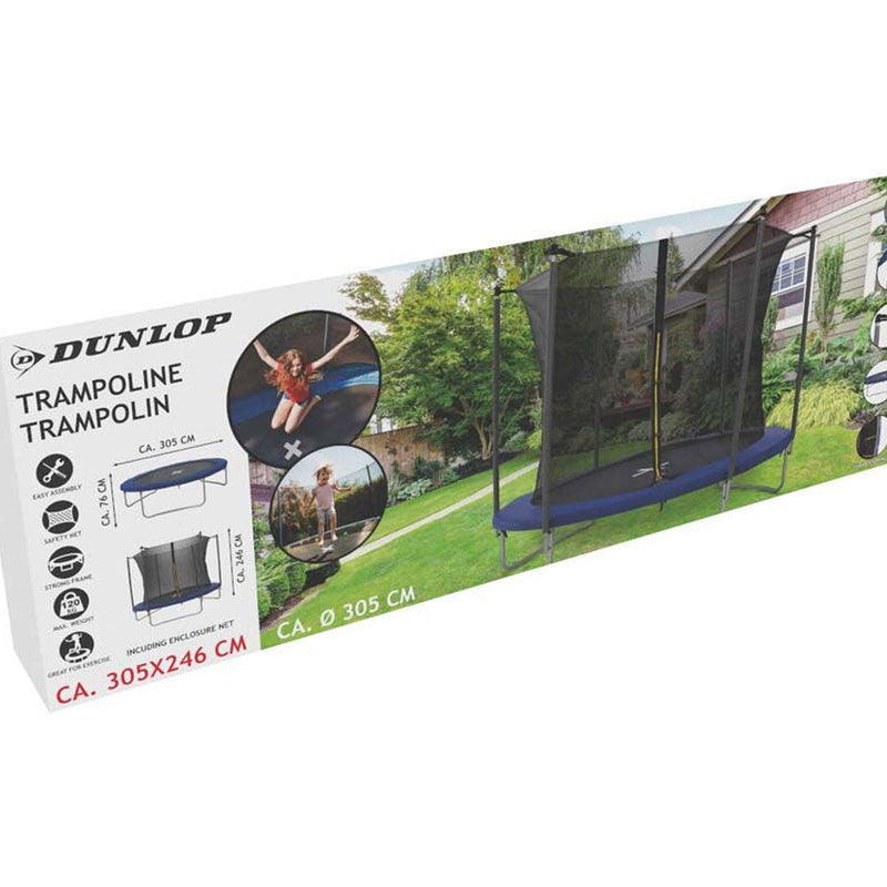Trampolino Elastico da Giardino Ø305 cm con Rete di Sicurezza Dunlop