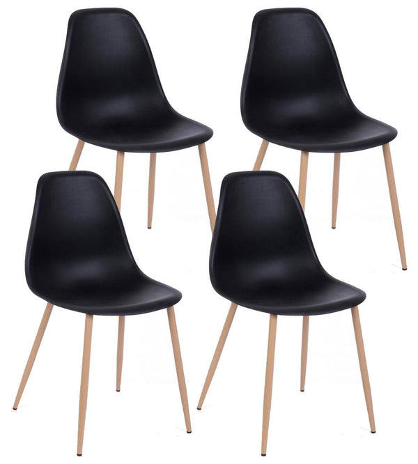 acquista Satz von 4 Stühlen 53x46x82 cm aus schwarzem Polypropylen
