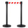 2 Gardinenstangen 3 Meter aus mattschwarzem Metall Ø36x101 cm Weiß/Rotes Band