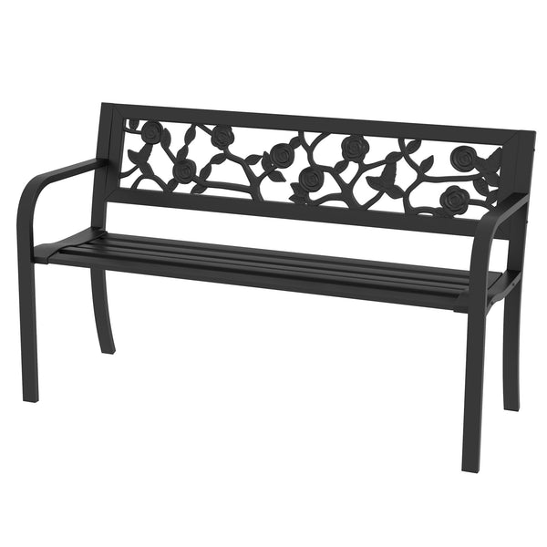 Panchina da Giardino 2 Posti 127x50x75 cm in Acciaio Nero prezzo
