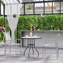 Set 2 Sedie da Giardino Impilabili 56x58x89 cm in Acciaio e Textilene Grigio Chiaro  