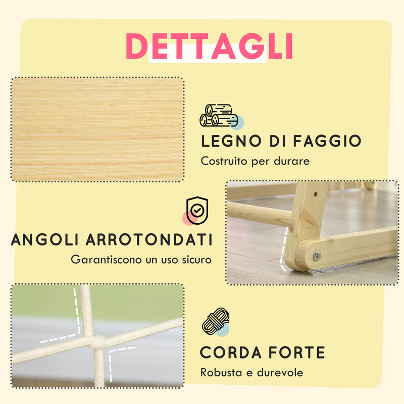 Palestrina per Bambini 3-5 Anni 120x105x120 cm con Parete da Arrampicata 3 Scale e Altalena