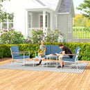 Set  5 Pezzi da Esterno Divano 2 Poltrone e 2 Tavolini in Vetro Azzurro   