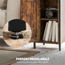 Comodino Stile Industriale 2 Ripiani e Scaffale Interno Regolabile 34x30x80 cm in Legno e Acciaio Marrone