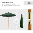 Ombrellone da Giardino Ø325x250 cm in Bambù e Poliestere Verde  